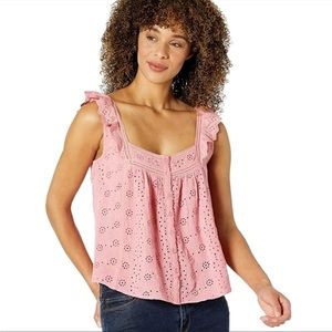 ⭐️ Lucky Brand Ruffled Baby Doll Tank Top Size Small A2